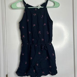 abercrombie kids, girls navy blue flowered romper, girls 11/12